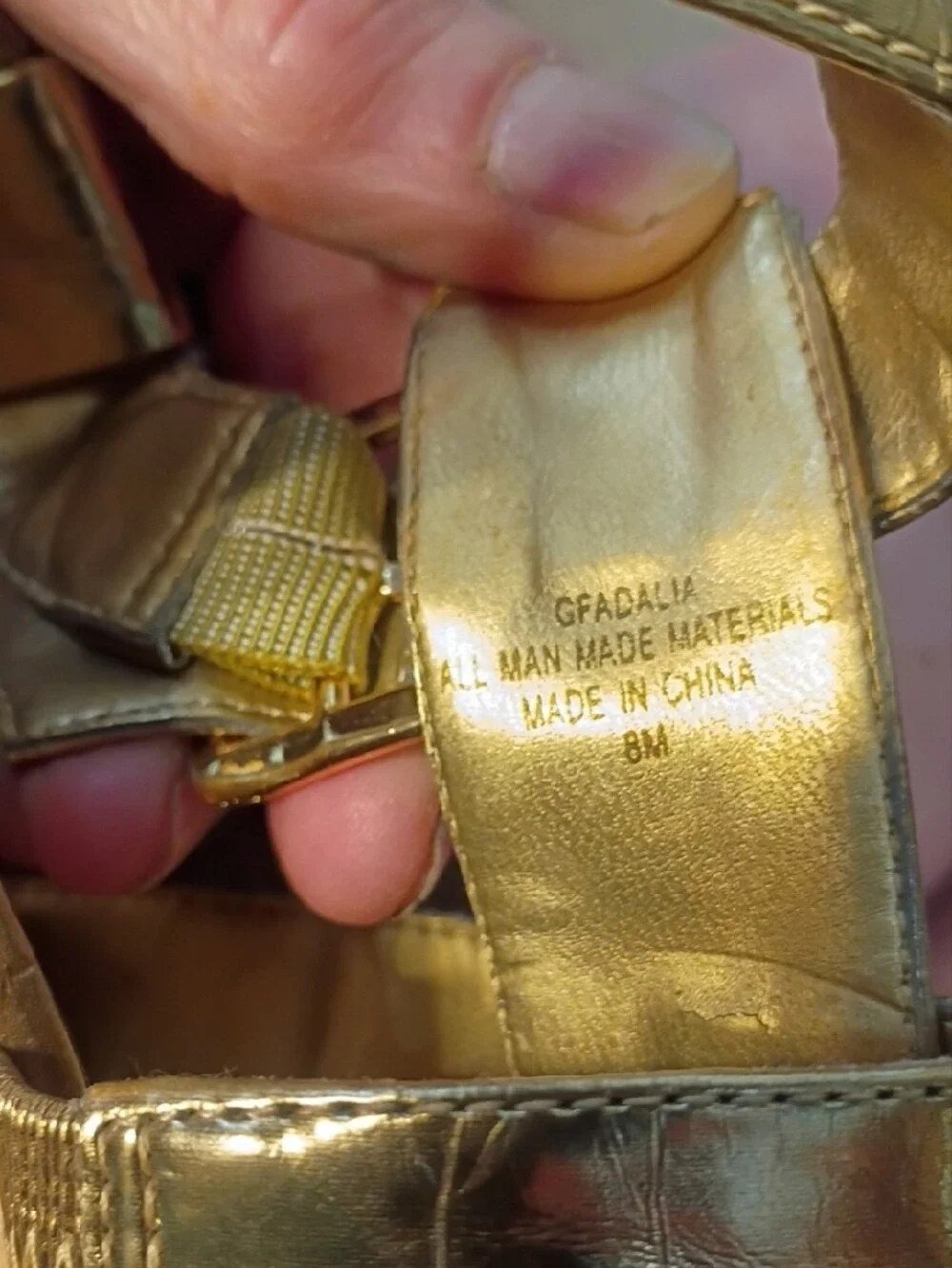 GUESS Gold Metallic Strappy Wedge Sandals